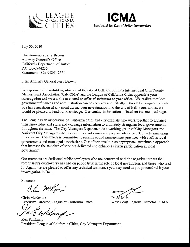 Letter to California Attorney General Jerry Brown